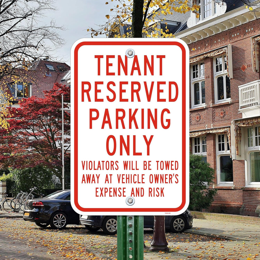 Brimar 12"x18" Tenant Reserved Parking Only Sign - Aluminum, Weatherproof, Highly Visible, Clear Designation for Reserved Parking Areas.