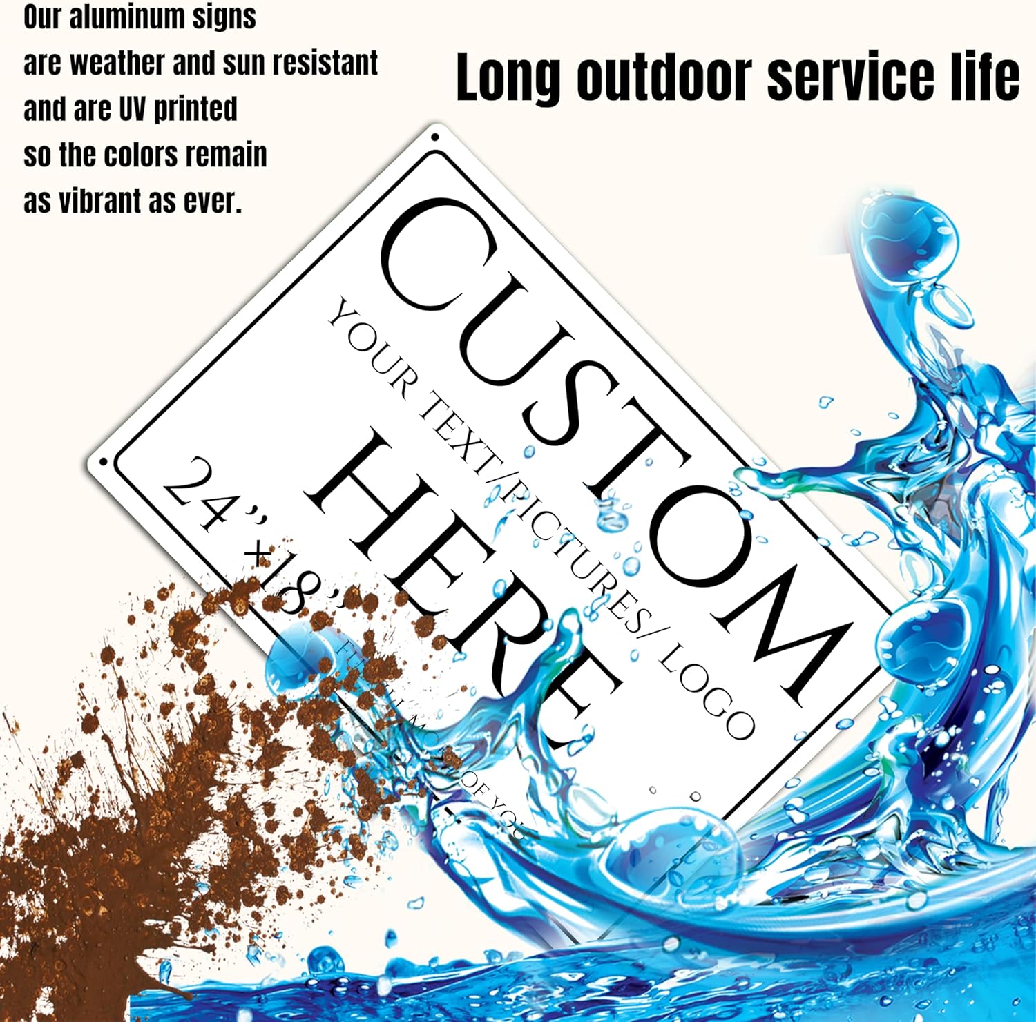 Custom Sign, personalized metal sign，Aluminum Weatherproof Metal Sign Large Sizes, Reflective,Customize for Office, Business, Workplace, office, Home, Delivery Signs(24 * 18 Inch)