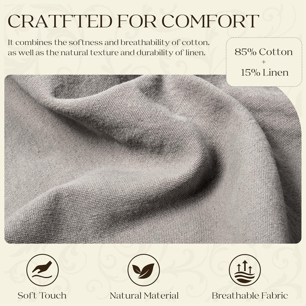 WOWMAX 85% Linen 15% Cotton Blend Headboard Pillow – California King Size Reading Wedge Backrest for Bed, Handmade Firm Support Bolster Cushion with Removable Cover, Premium Bed Rest Pillow, Black