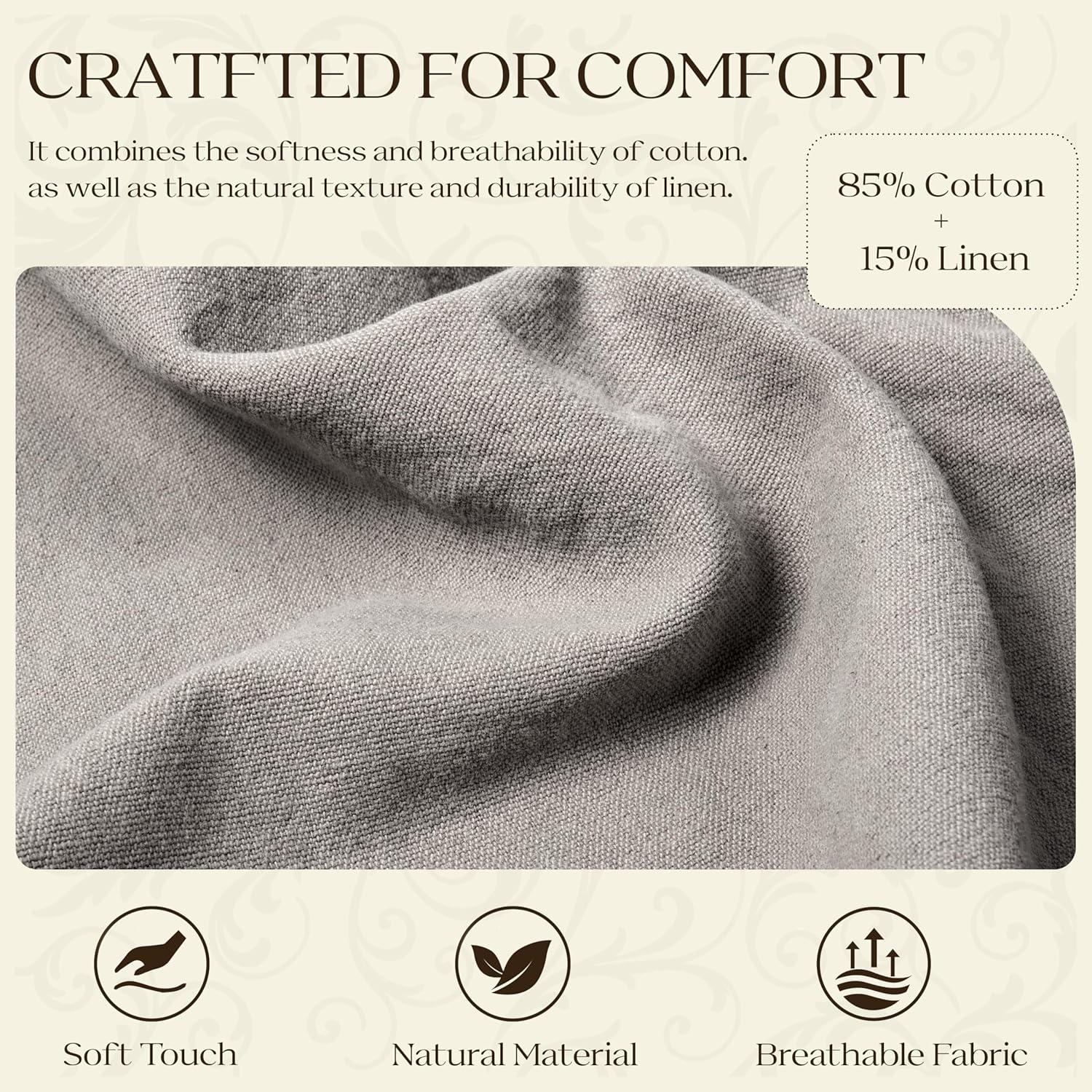 WOWMAX 85% Linen 15% Cotton Blend Headboard Pillow – Twin Size Reading Wedge Backrest for Bed, Handmade Firm Support Bolster Cushion with Removable Cover, Premium Bed Rest Pillow, Black