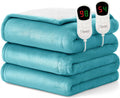 Homemate Electric Heated Blanket Queen Size - 84"x90" Heating Blanket Queen Size Dual Control 1/2/4/6/8 Hours Auto-Off 10 Heat Level Over-Heat Protection Flannel Sherpa ETL Certification