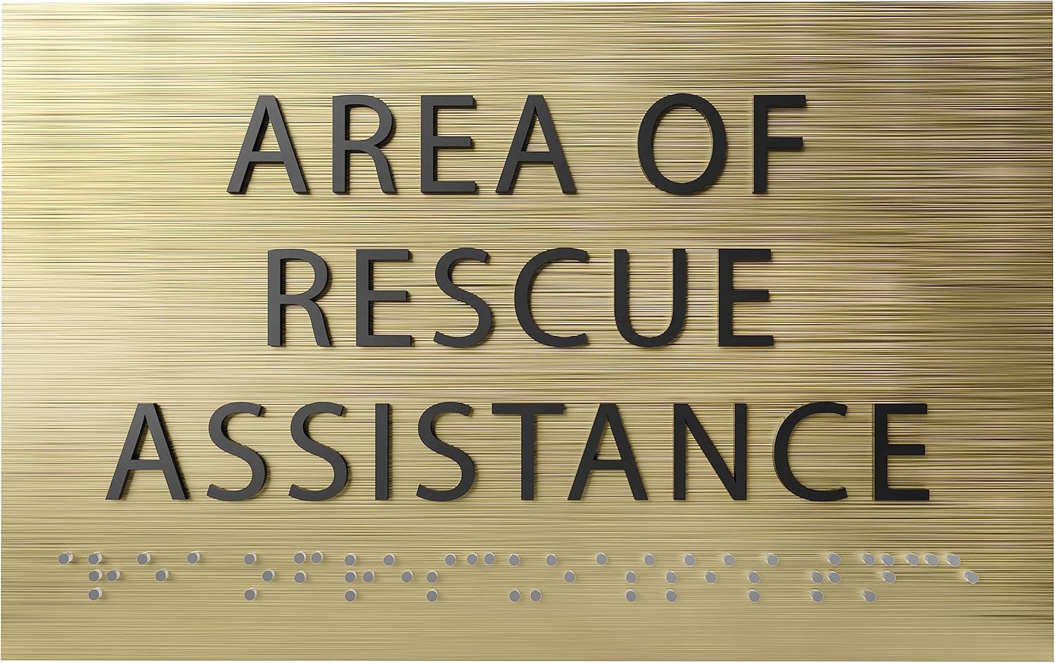 Area of Rescue Assistance Sign - ADA compliant sign. 6"x4" sign made from durable plastic with raised lettering and Braille. Designed to meet ADA (Americans with Disabilities Act) regulations.