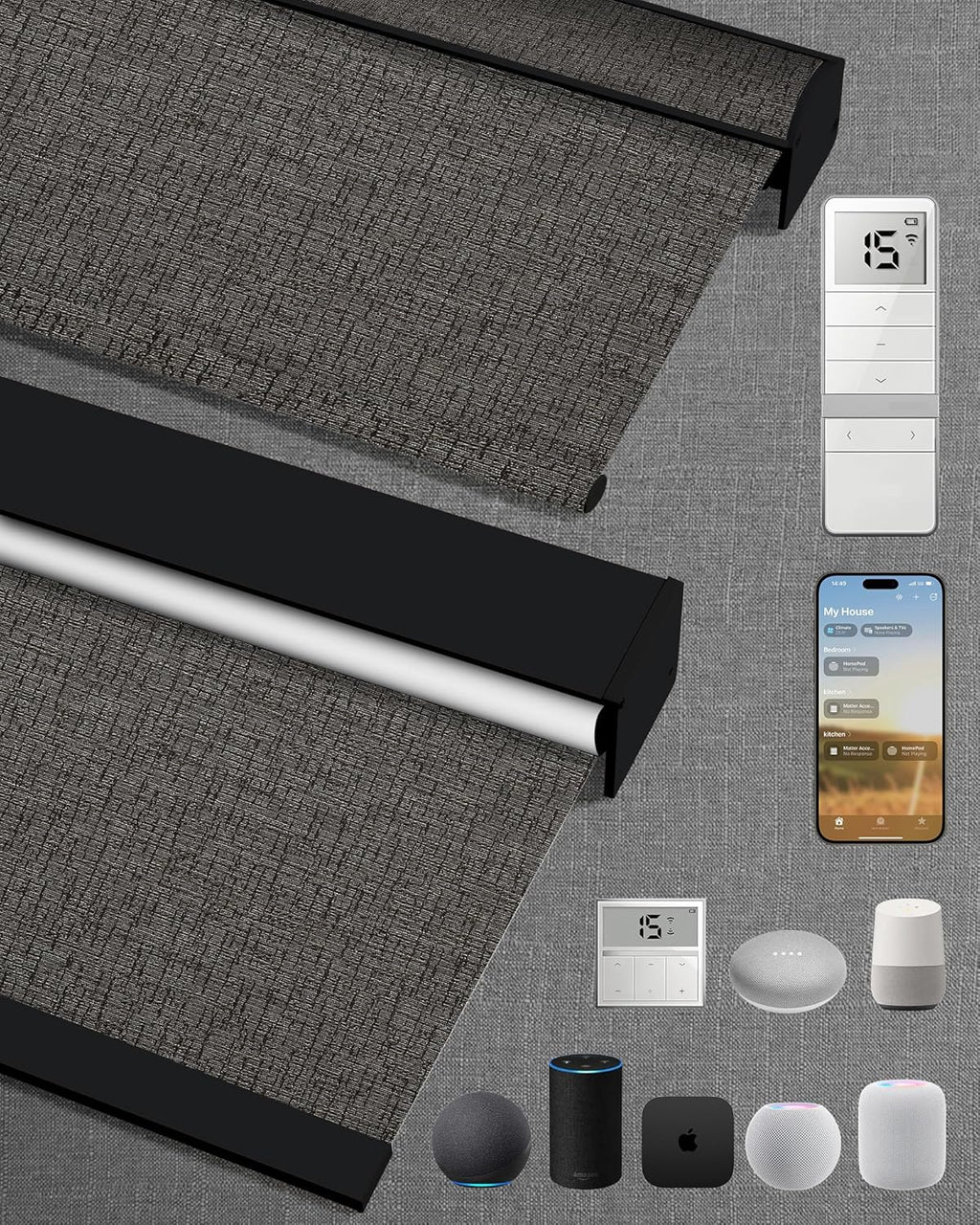 Kincmo Motorized Blinds with Remote,100% Blackout Motorized Roller Shades Work with Apple Homekit,Alexa,Google, Custom Electric Blinds with App,Voice Control (Classic Shadow)