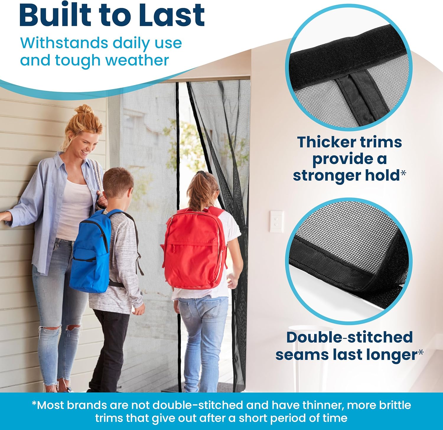 Flux Phenom Magnetic Screen Door - Bugs Out, Breeze in - 9min Install Auto-Sealing Heavy Duty Double Stitched Mesh, 52 Magnets, Hands Free Sliding & Patio Doors Net, Pet & Kid Friendly, 38 x 82 Inch