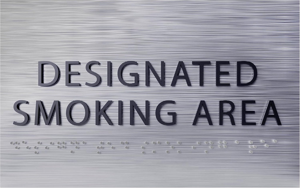 6" X4" Designated Smoking Area Sign - ADA Compliant Tactile Graphics Grade 2 Braille Text | Smoking Permitted Wall Signs for Offices, Private Businesses, Schools, and Restaurants