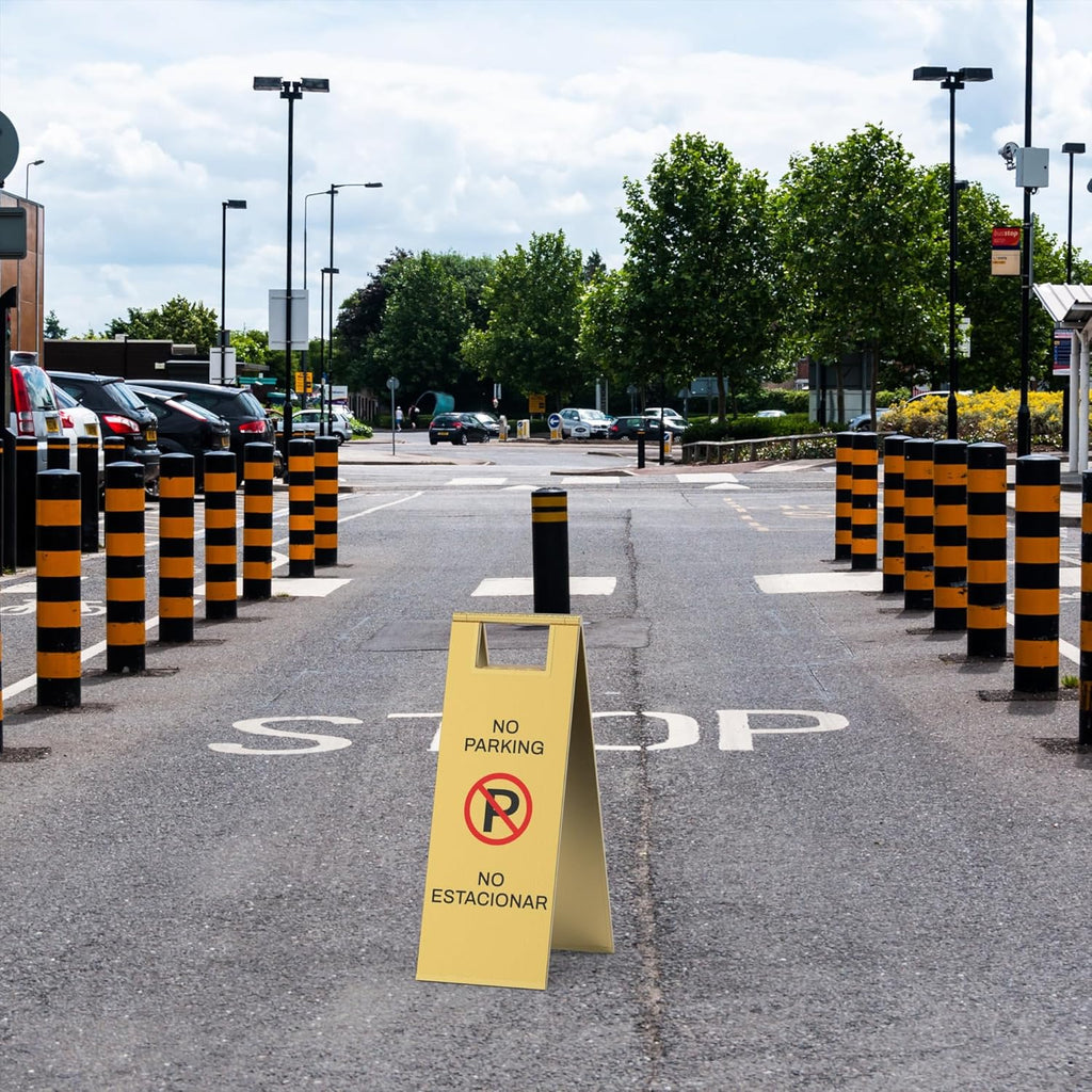 2-Pack No Parking Sign, stainless steel,24 Inch Height, Double Sided A-Shaped Frame No Parking Sign, Folding No Parking Signs for Outside, Lawn, Driveway, Garage, Yard, Fire Lane