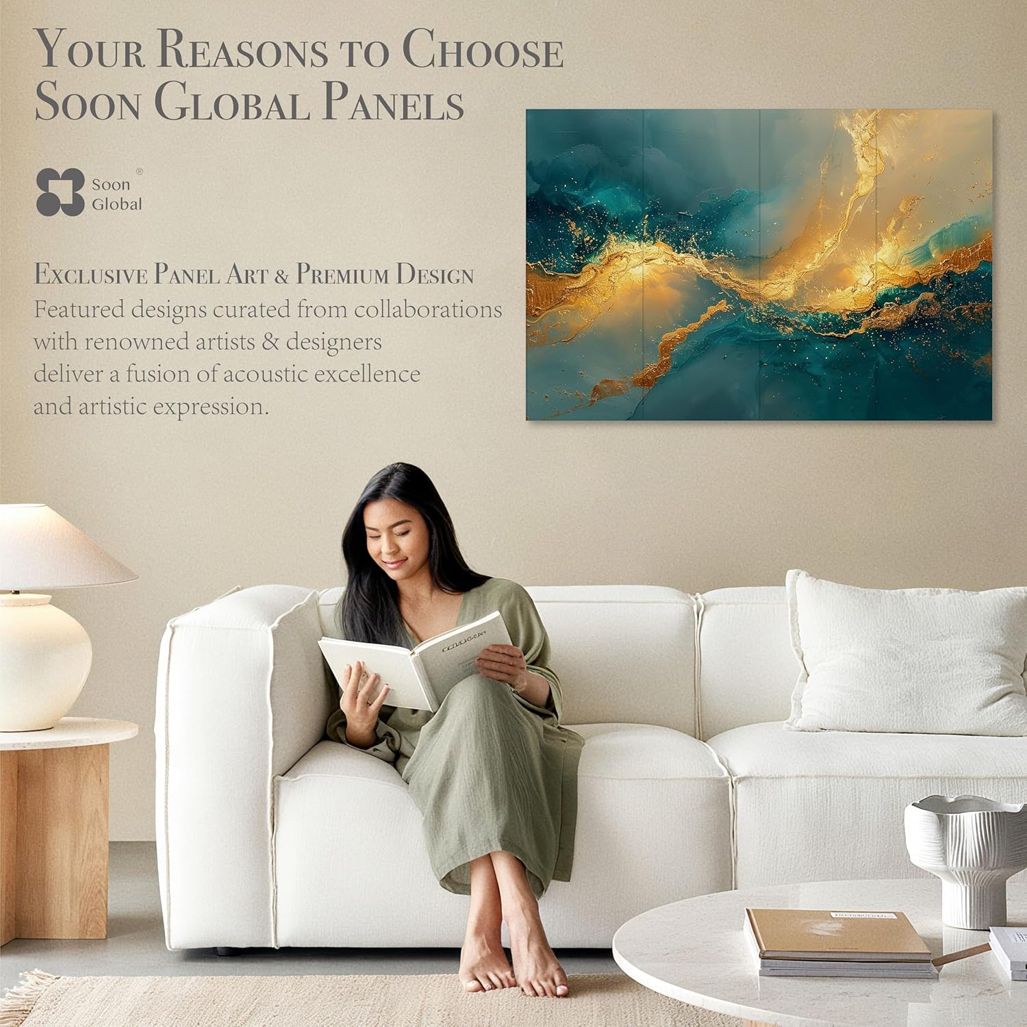 Acoustical Wall Panels, 48 X 32 Inches Art Acoustic Panels, Decorative Acoustic Panels, Acoustic Wall Panels, Sound Absorbing Wall Art, Oceanic Gleam