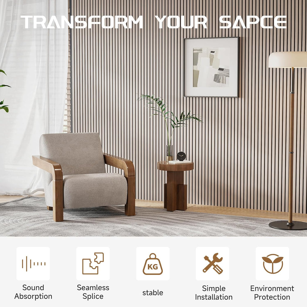 Stylish Decorative Wall Panels, 4 Pack 8 x 1 ft, Modern Acoustic Wood Panels with Felt Backing, Natural