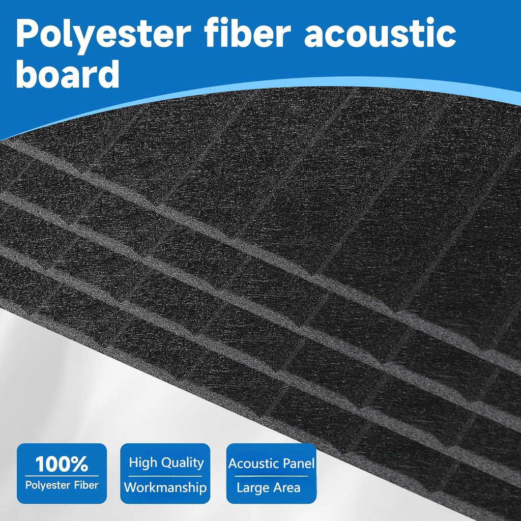 10 Pack Large Acoustic Wall Panels 47.2 x 23.6 x 0.4 Inch Sound Proof Sound Absorbing Polyester Fiber Panels Self-Adhesive Decorative Acoustic Panels for Home Studio, Office, Recording