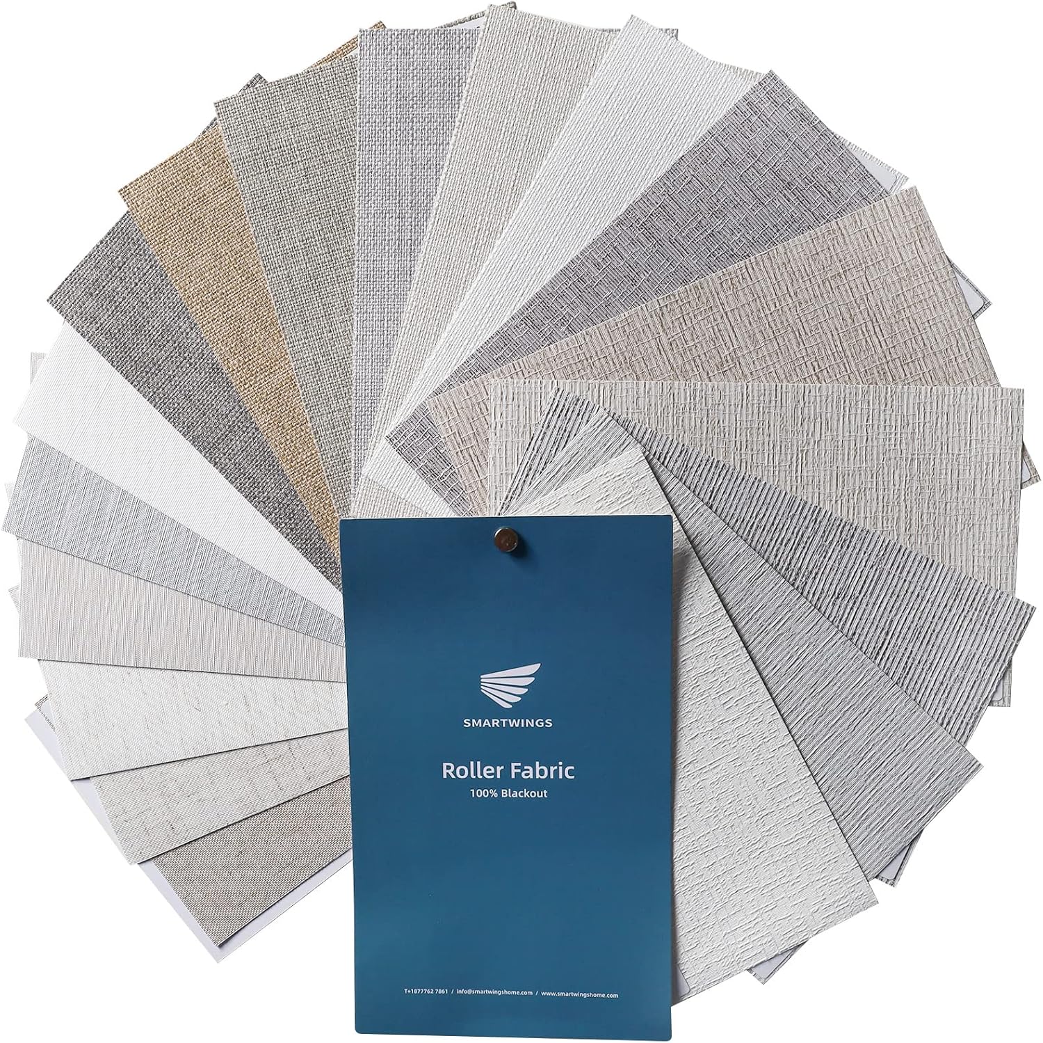 SmartWings Motorized Roller Shades Work with Matter Thread Homekit Z-Wave Alexa Google, 100% Blackout Smart Blinds for Windows, Cordless Remote Control Window Shades, Customized Size, Fabric Sample
