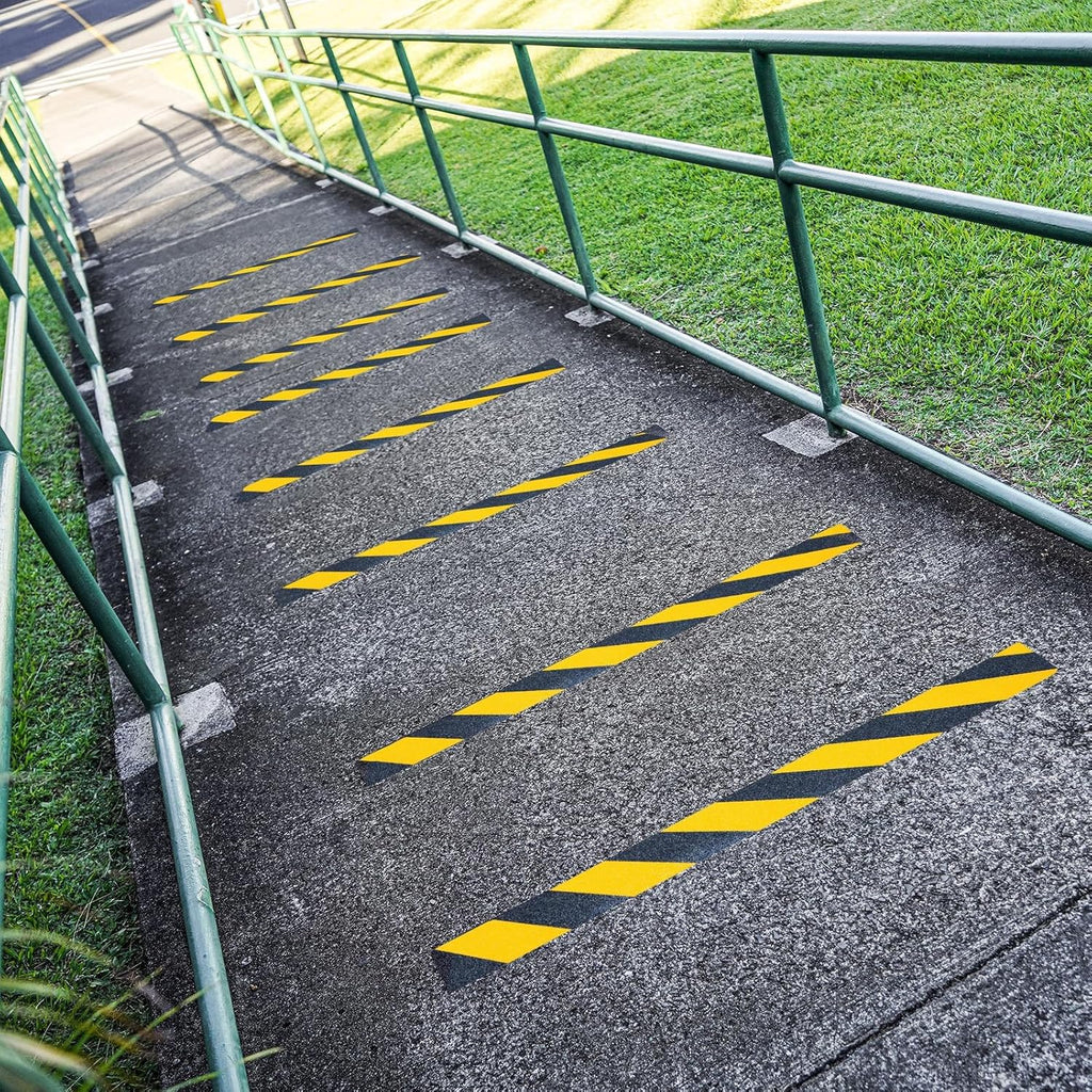 Anti Slip Tape, 6 Inch x 42 Ft Grip Tape for Stairs Outdoor/Indoor, Waterproof Non Skid Roll for Stair Treads Non Slip, High Traction Friction Abrasive Adhesive Stair Steps, Caution Yellow/Black