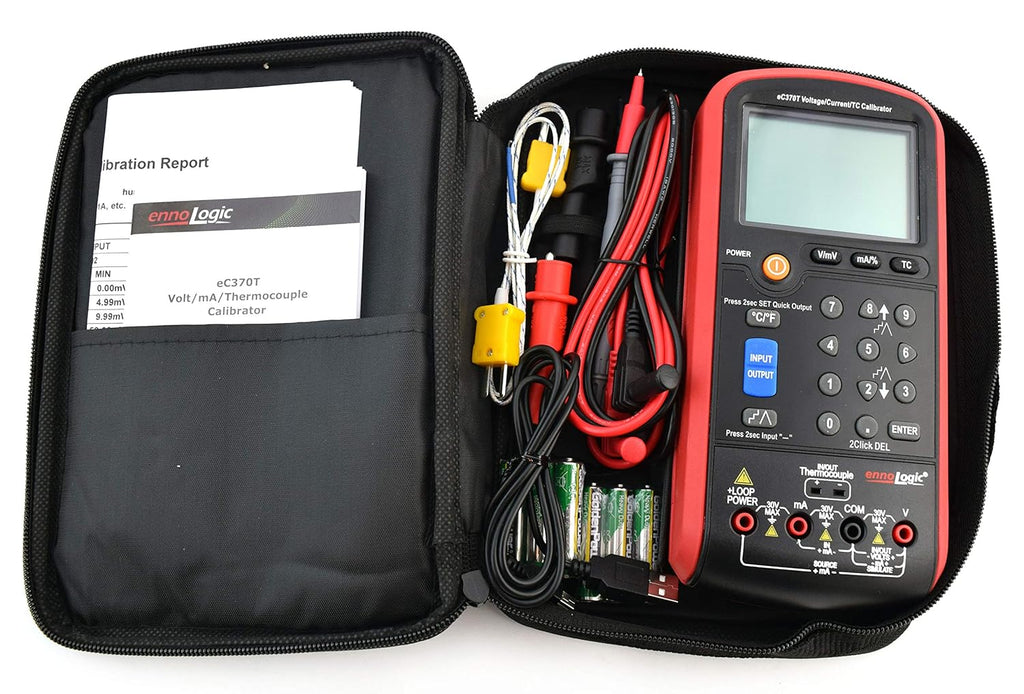 eC370T Volt mA Thermocouple Loop Process Calibrator by ennoLogic – 0-20V and 4-20mA V/mV/mA and Temperature Signal Generator, Meter and Simulator for Transmitters, Current Loops, and PLC