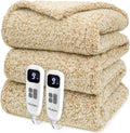 Heated Blanket Electric Blanket King - Fast Heating Blanket Throw Dual Control Double Sided Sherpa with 10 Heating Levels & 2-10 Hours Auto Off, Mashine Washable, 90 x 100 Inches, Camel
