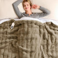 Homemate Heated Blanket Electric Throw - 50"x60" Heating Blanket Throw 1/2/4/6/8 Hours Auto-Off 10 Heat Levels Over-Heat Protection Luxury 800 GSM Faux Fur 200 GSM Sherpa ETL Certification