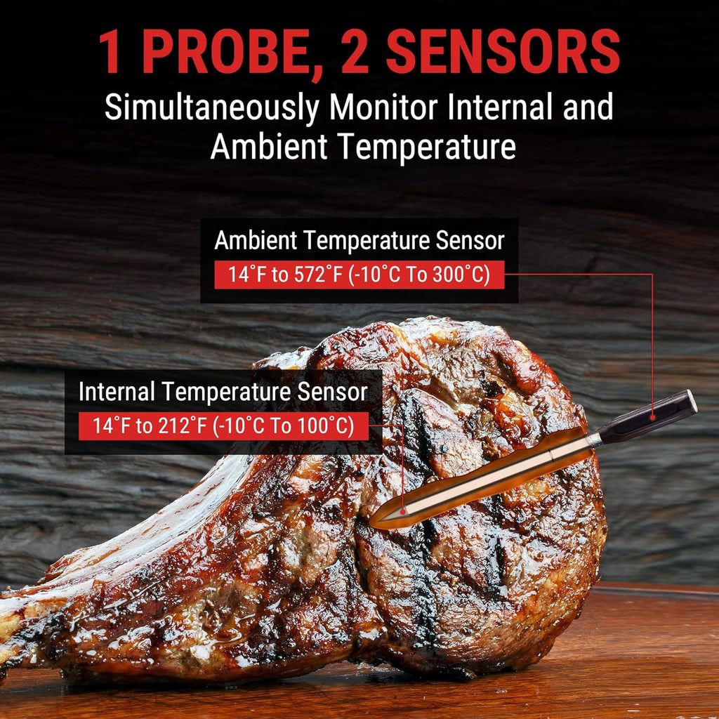 ThermoPro TempSpike Wireless Meat Thermometer for Grilling and Smoking, 500ft Bluetooth Meat Thermometer with Wireless Probe, Ideal for Sous Vide Smoker Rotisserie BBQ Oven Smoker
