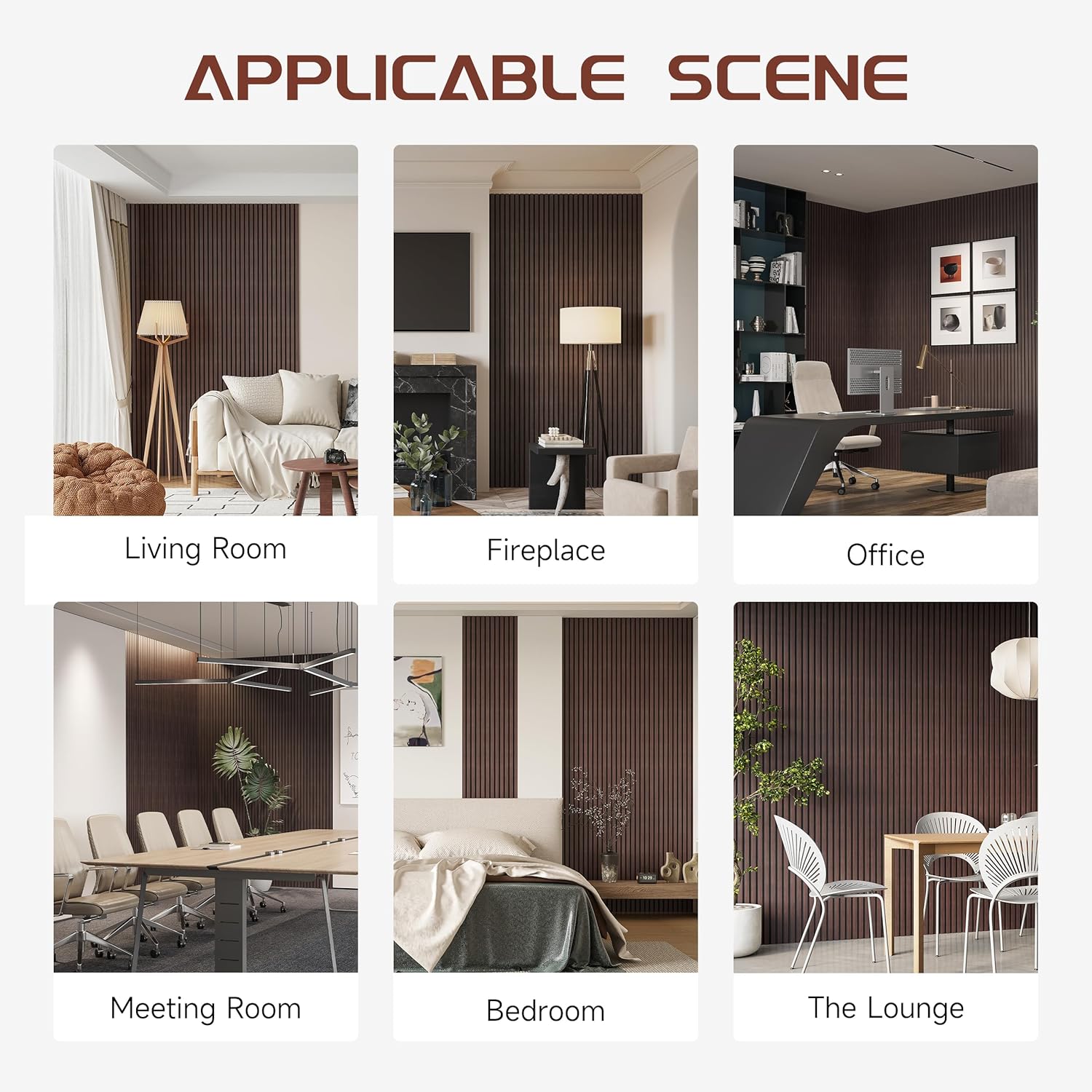 Decorative Slat Wall Panels, 4 Pack, 8 x 1 ft, Modern Acoustic Wood Panels with Felt Backing, Walnut