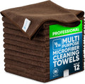 MW Pro Microfiber Cleaning Cloth | Brown | 12 Pack | 16” x 16” | Coffee, Barista, Espresso Towels - Clean, Dust, Polish, Scrub, Absorbent