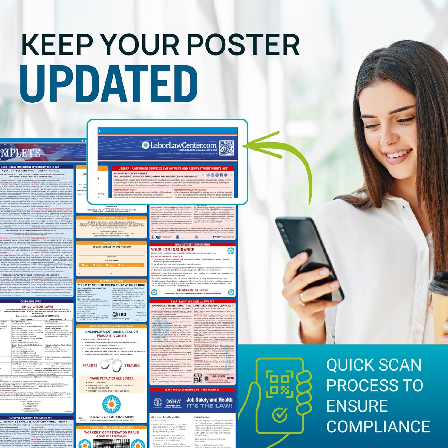 West Virginia 2026 Labor Law Poster – State & Federal Compliance – OSHA, EEOC, FMLA, Minimum Wage – Durable, Laminated & Waterproof Workplace Employment Poster – Made in USA – 26” x 39.5”