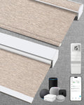 Kincmo Motorized Blinds with Remote,100% Blackout Motorized Roller Shades Work with Apple Homekit,Alexa,Google, Custom Electric Blinds with App,Voice Control (Aqua Waves Sandy)