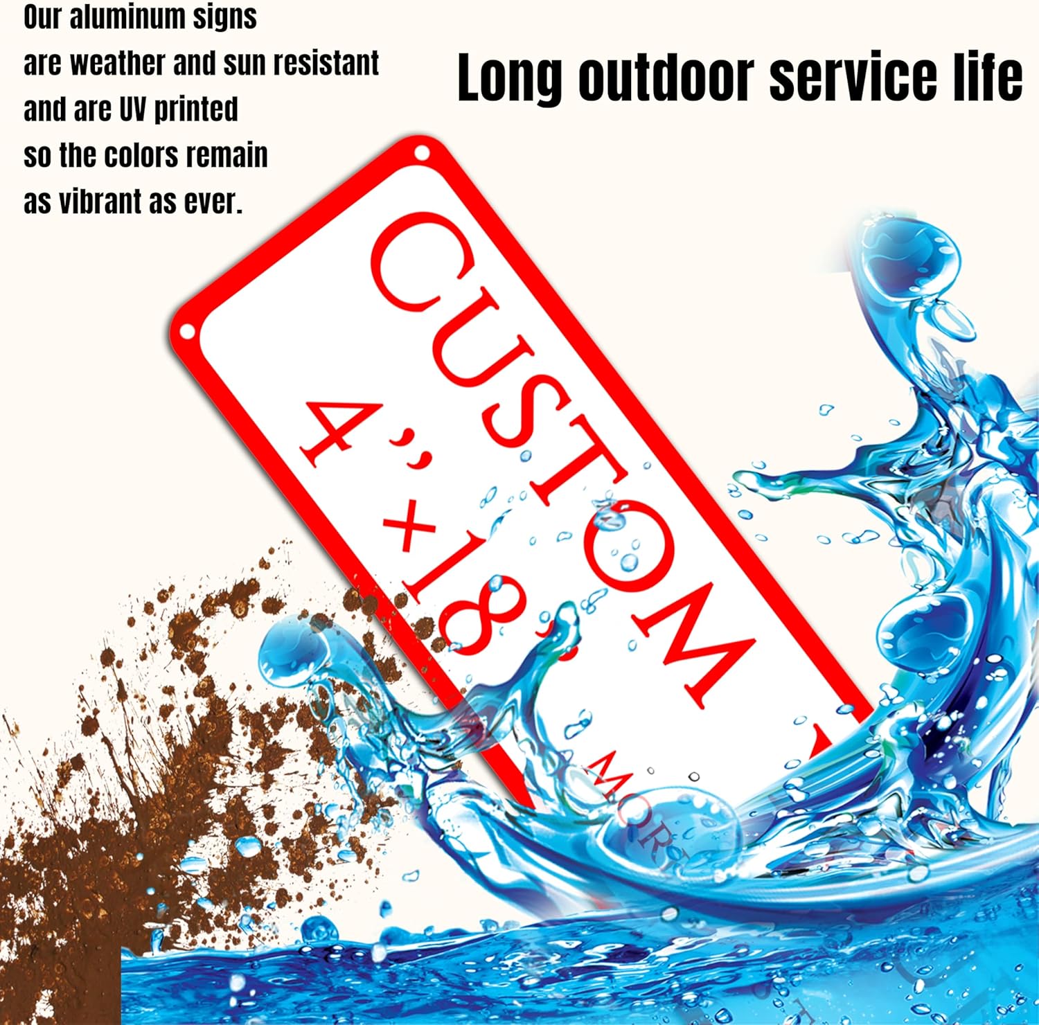 Custom Sign, Custom Indoor/Outdoor Decorative Sign，Aluminum Weatherproof Metal Sign Multiple Sizes,custom wedding sign，Reflective， Customize for Office, Business, Workplace, Home, Delivery Signs(4*18 Inch)