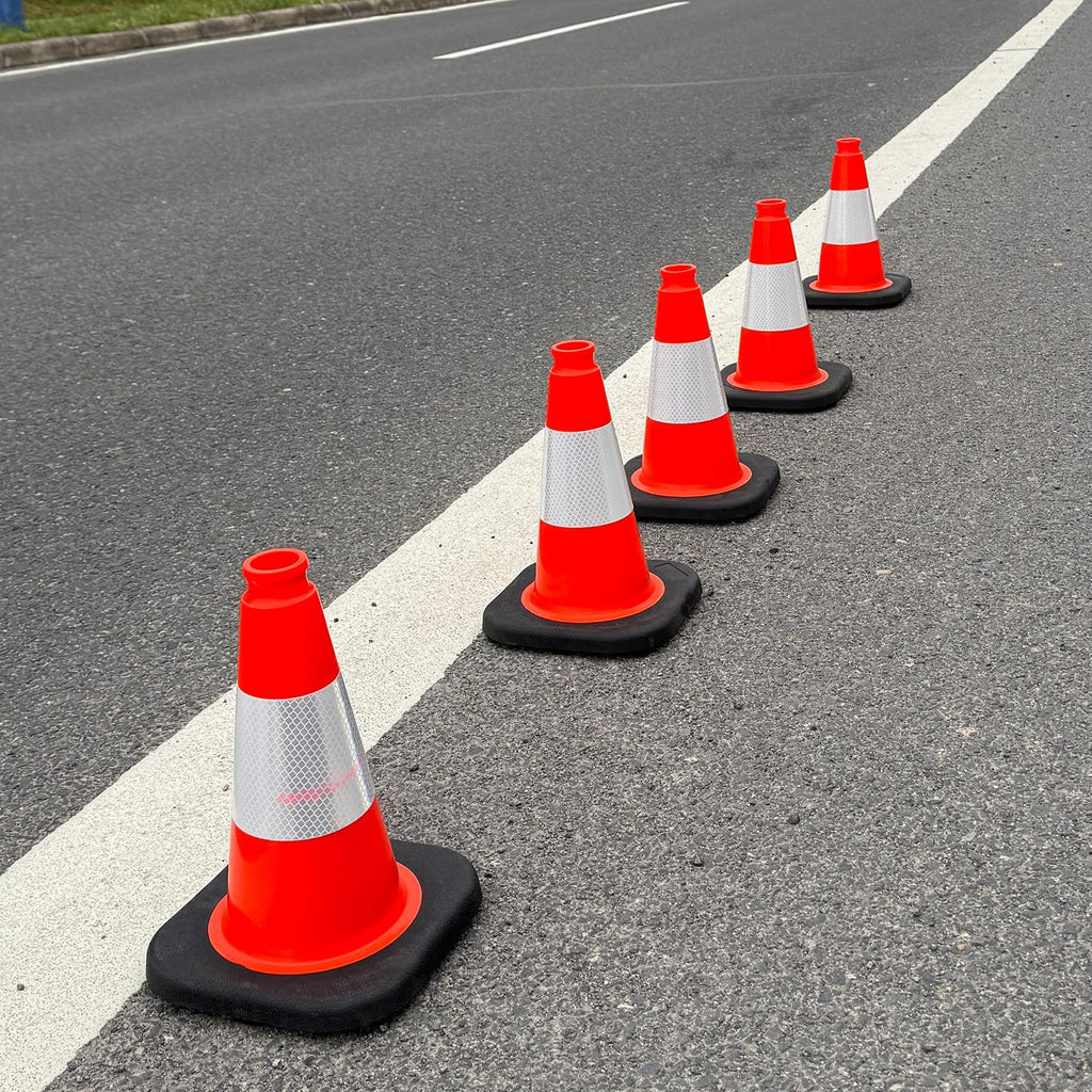 12" inch Traffic Cones Soccer Training Cones Sport Cones Road Parking Cone with 4" Highly Reflective Collar(8 Pack)