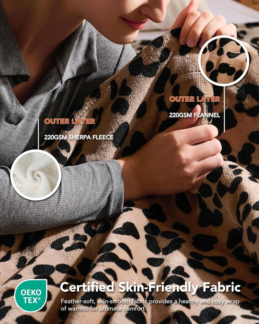Homemate Electric Heated Blanket Twin Size - 62"x84" Heating Blanket Twin Size 1/2/4/6/8 Hours Auto-Off 10 Heat Level Over-Heat Protection Flannel Sherpa ETL Certification