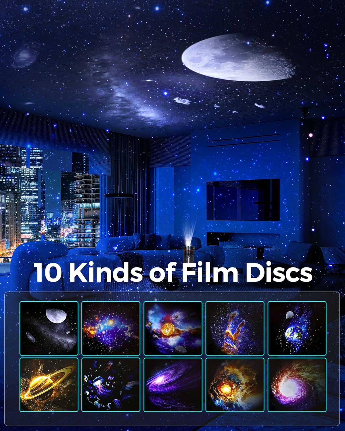 Galaxy Projector for Bedroom, Home Planetarium Astral Light Projector with Solar System & Constellation, Space Ceiling Starry Sky Night Light Projector with White Noise for Kids Adult Christmas Gift