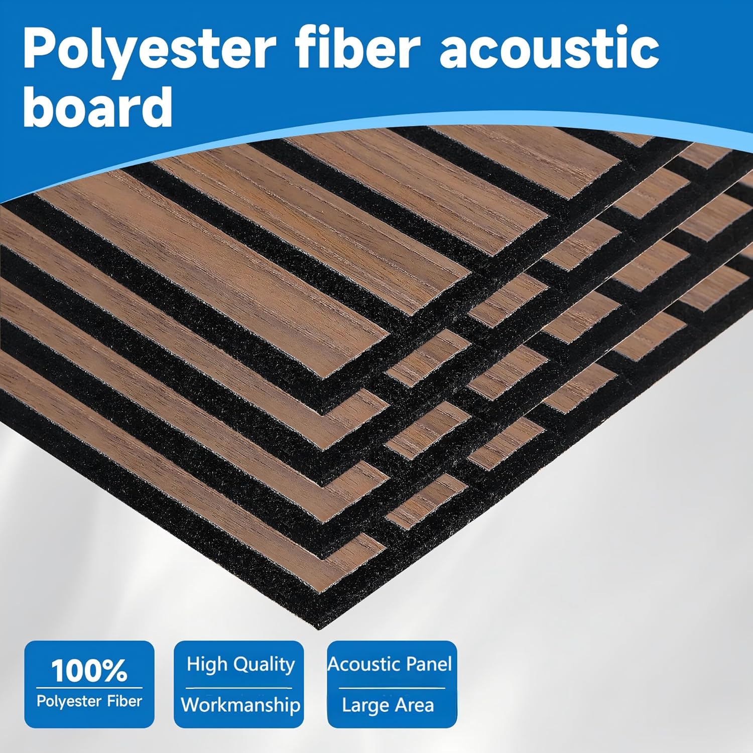 5 Pack Large Acoustic Wall Panels 47.2 x 23.6 x 0.4 Inch Sound Proof Sound Absorbing Polyester Fiber Panels Self-Adhesive Decorative Acoustic Panels for Home Studio, Office, Recording
