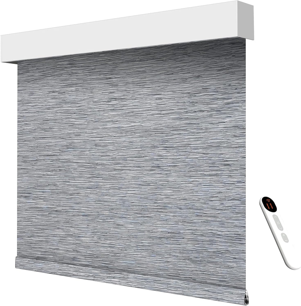 Smart Motorized Blinds – 100% Blackout Roller Shades with Remote, Alexa/Google Home/Siri Control, Matter Compatible, Wireless Rechargeable Battery, Custom Sizes for Windows & Sliding Doors