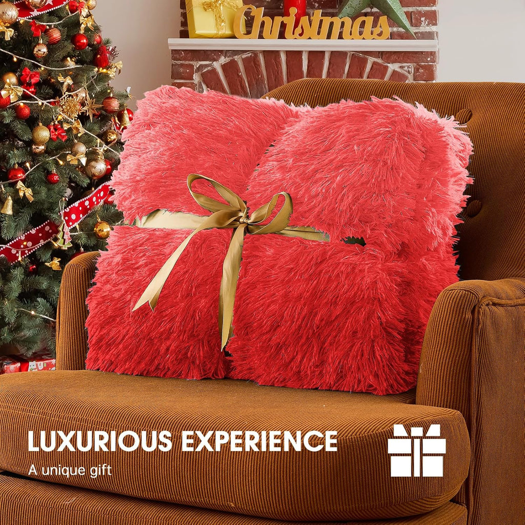 Heated Electric Blanket Queen,Warm Winter Birthday Gifts for Women Her Grandma–Faux Fur with Soft Sherpa,10 Heat Settings,5 Time Settings with Fast Heating, 84x90, Ruby Wine