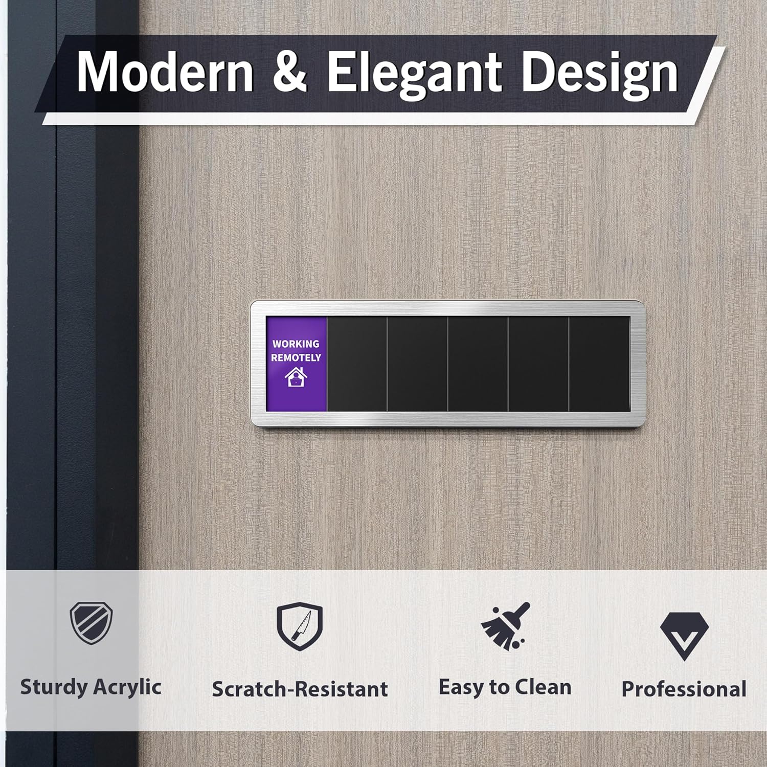 Office Door Signs-Meeting in Progress Door Sign with 6 Options, Do Not Disturb, In a Meeting, Out of Office, Working from Home, Come on in, Back Soon, Business Privacy Sign Shows the Status of the Person Inside the Room