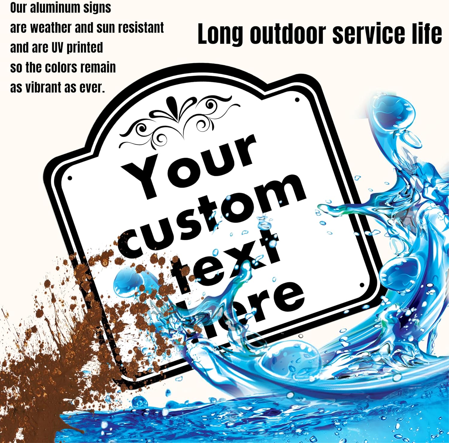 Custom Sign, Custom Indoor/Outdoor Decorative Sign，Aluminum Weatherproof Metal Sign Multiple Sizes, Customize for Office, Business, Workplace, office, Home, Delivery Signs, 10*10 Inch, White