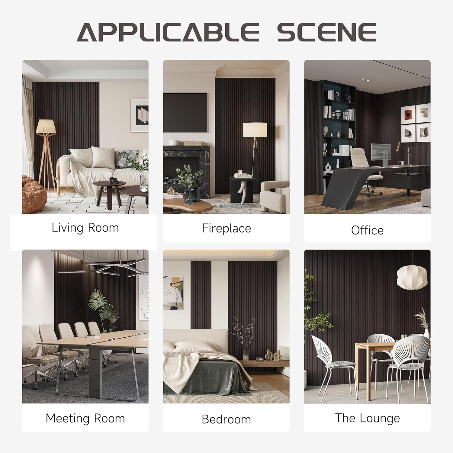 Stylish Decorative Wall Panels, 4 Pack 8 x 1 ft, Modern Acoustic Wood Panels with Felt Backing, Black-Brown Oak
