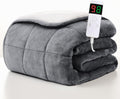Homemate Heated Weighted Blanket for Adults - 50"x60" 10lbs Electric Throw Fast Heating Heavy Blanket 1/2/4/6/8 Hour Auto Off 10 Heat Levels Over-Heat Protection Soft Flannel Sherpa