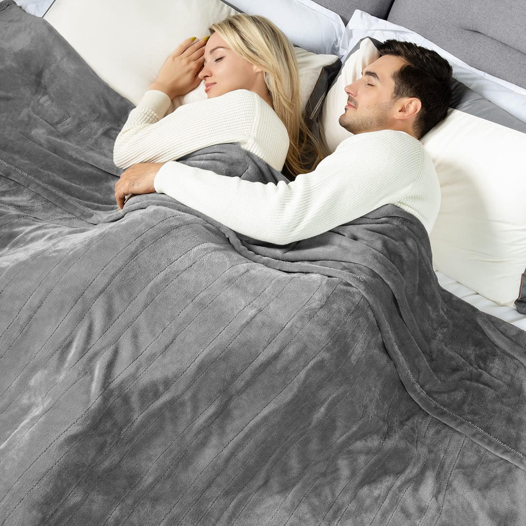 WOOMER Heated Blanket Queen Size Electric Blanket 84"x 90", Soft Flannel Fast Heating, 10 Heating Levels & 0.5-12H Auto Off, Dual Control, Over-Heat Protection, ETL Certification