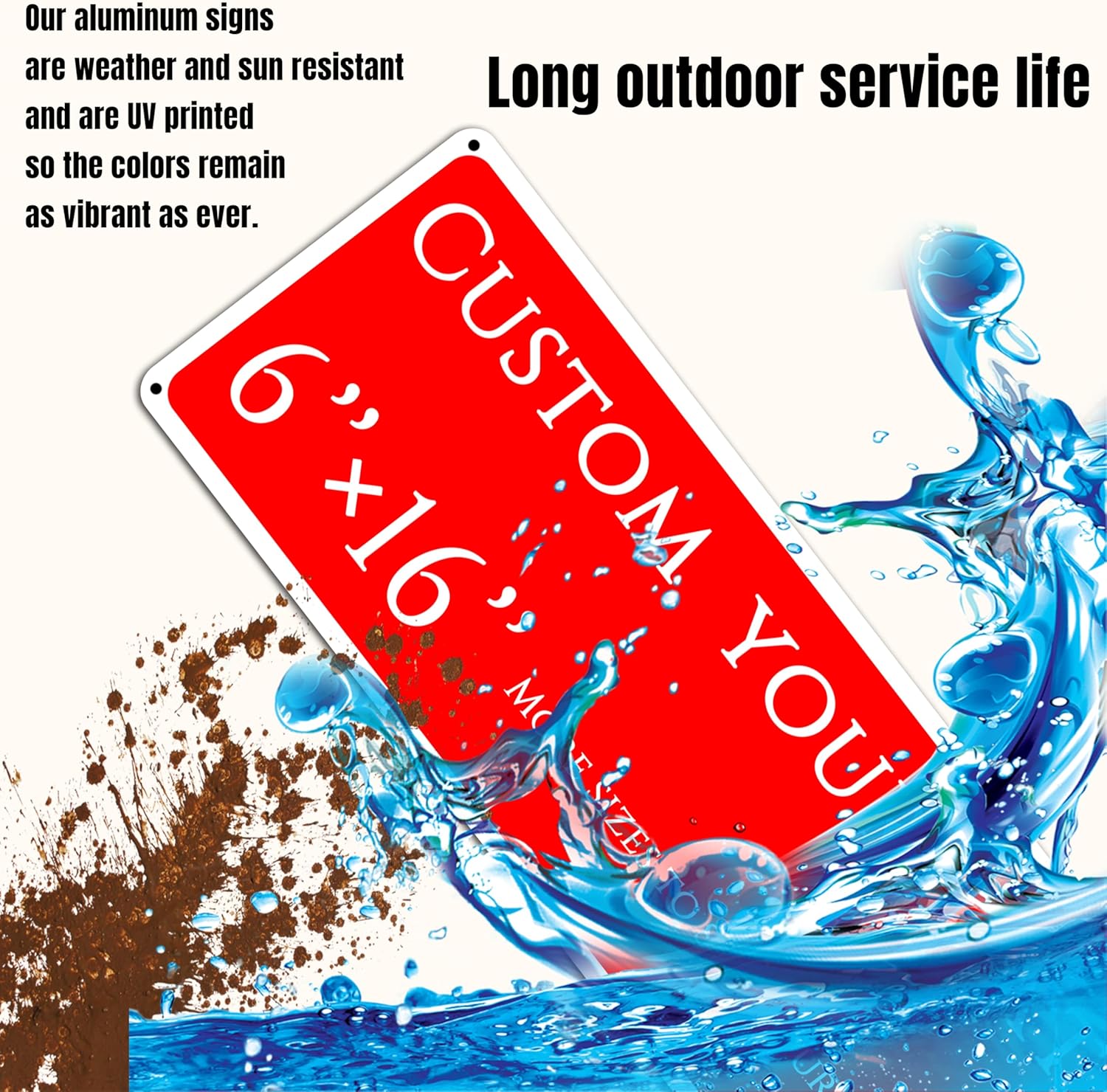 custom street sign,Custom Sign, Aluminum Weatherproof Metal Sign Multiple Sizes, Reflective.Customize for Office, Business, Workplace, office, Home, Delivery Signs(6 * 16 Inch)