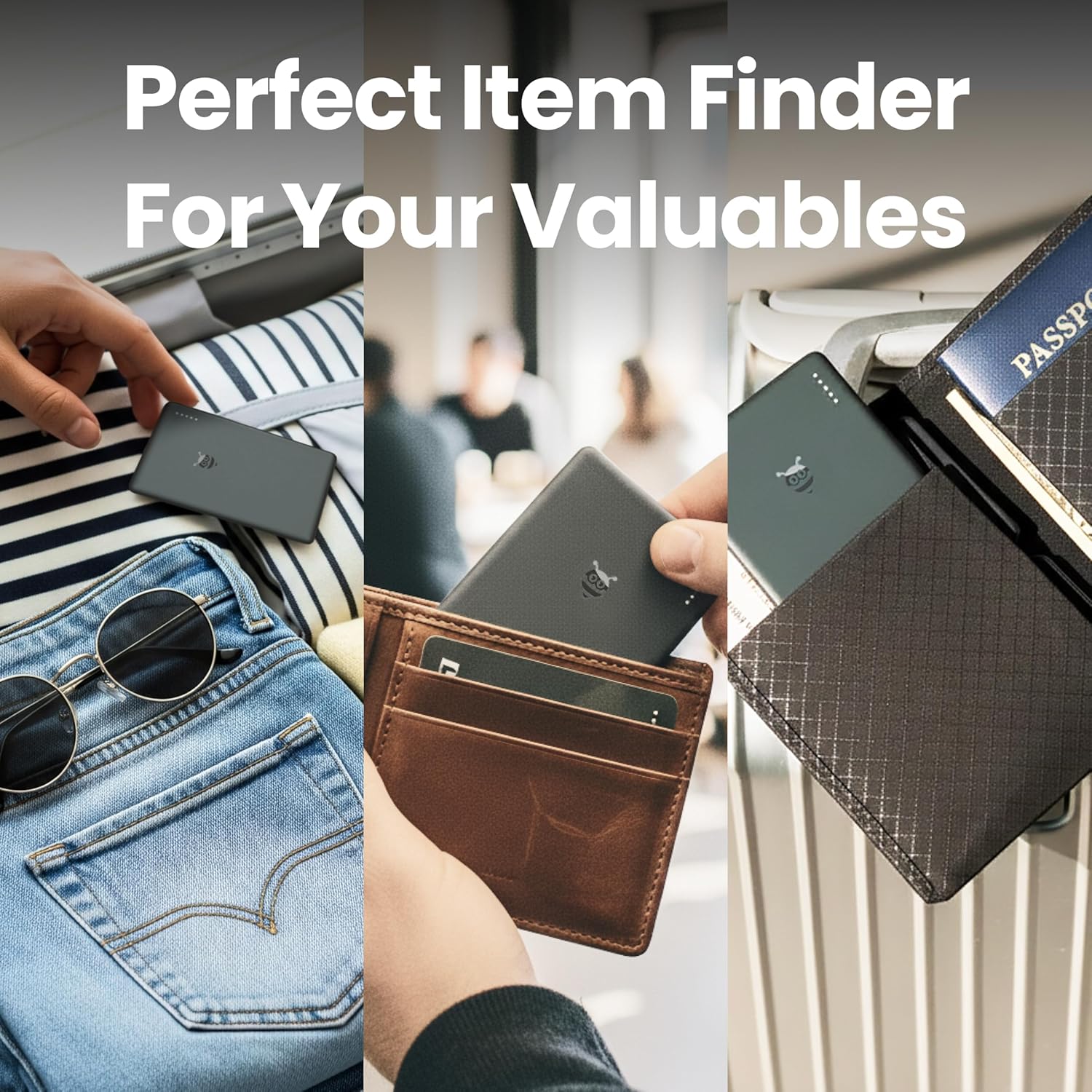 Pebblebee Card Universal (2024) - Rechargeable Slim Item Tracker | Alternative to Air Tag & Android Trackers | 18-Month Battery Life | Works with Both Android & iOS Find My Apps | LED & Sound Alerts