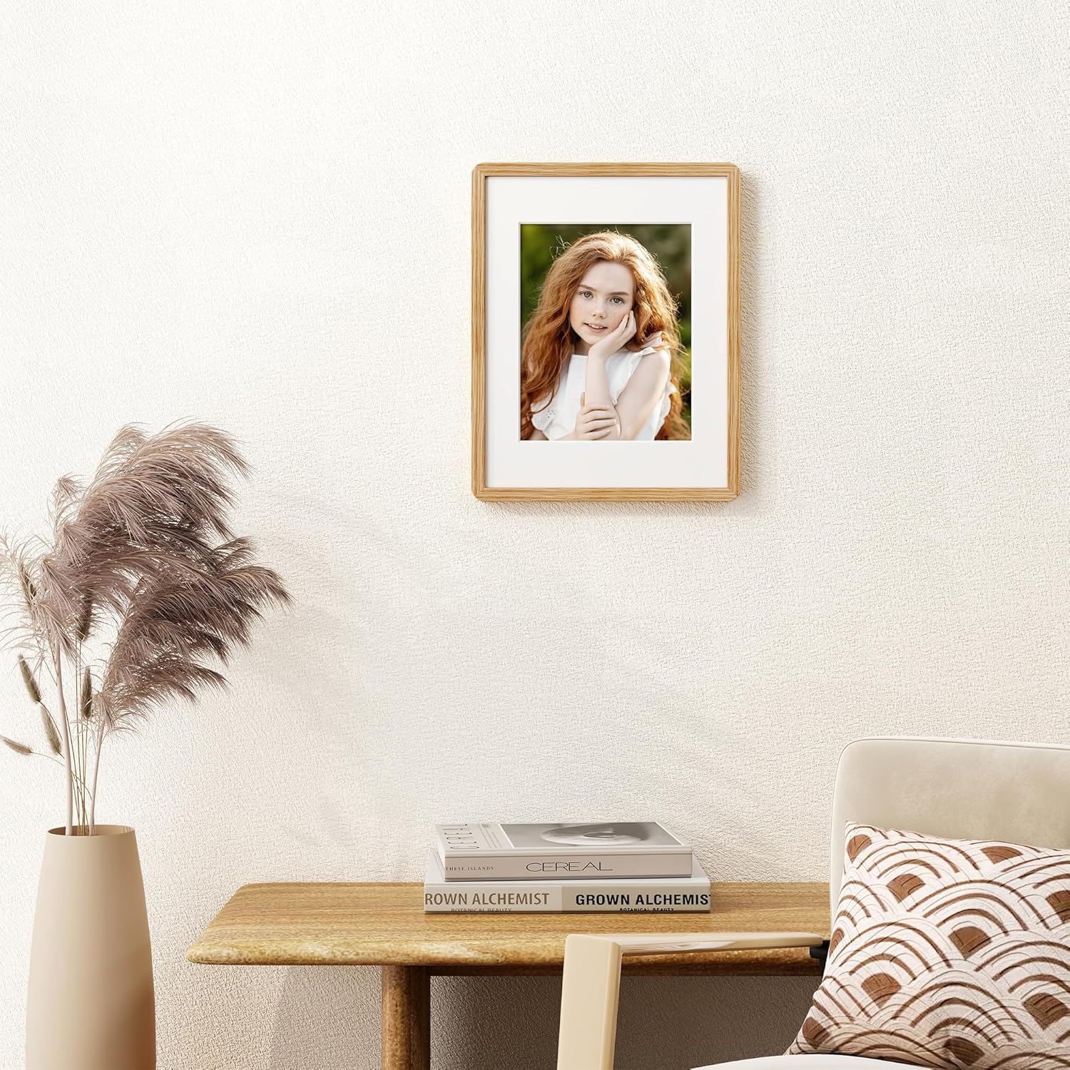 11x14 Picture Frame, Solid Oak Wood Frame 11 x 14 for Wall, Rustic Wooden Frames 11 by 14 with Tempered Glass, 11x14 Frame with Mat for 8x10, Home Decor Photo Frames 11"x14", Natural Oak Color, 1 Pack