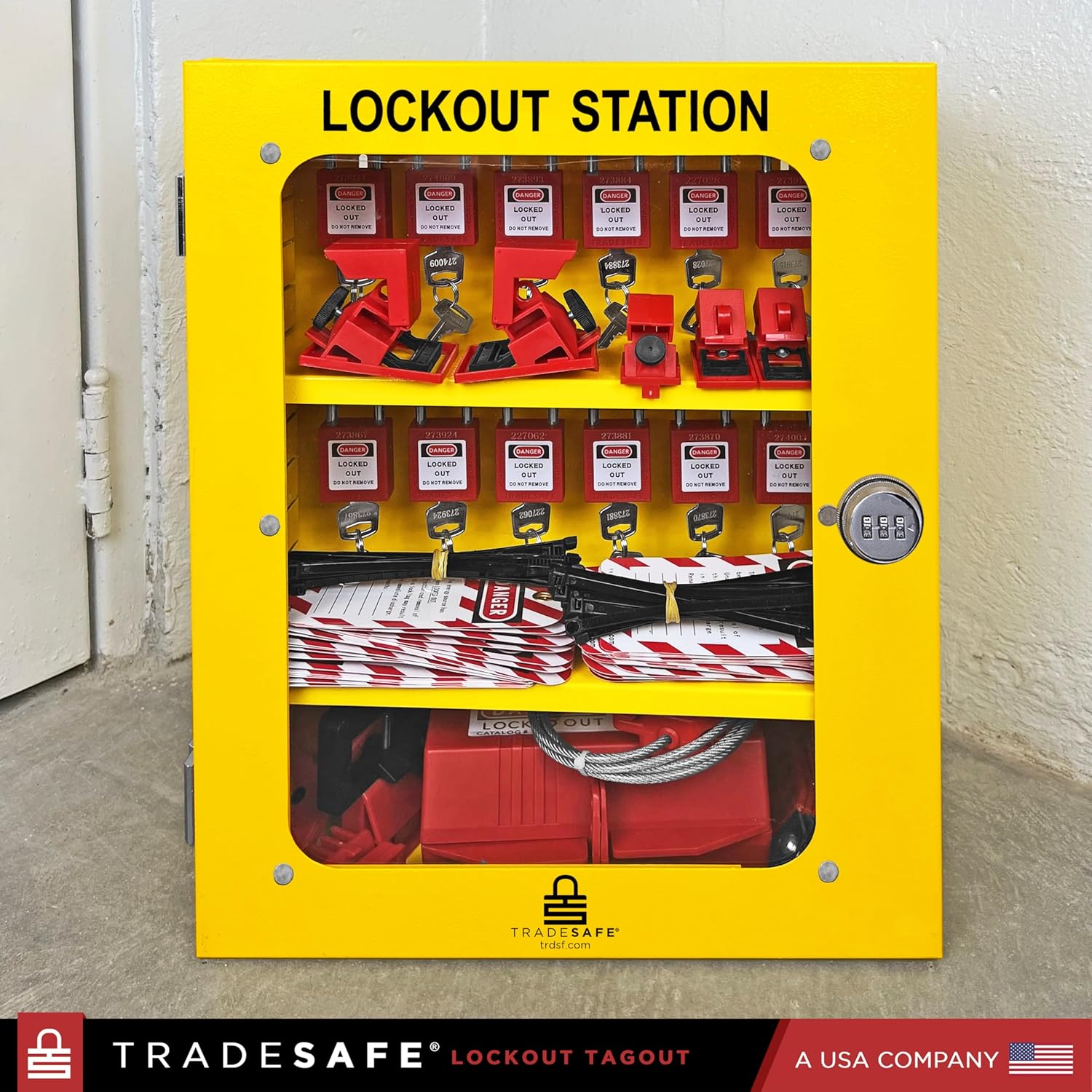 TRADESAFE Lockout Tagout Cabinet, Lock Out Tag Out Station Unfilled - No Loto Devices Included, Wall-Mountable Lockout Tagout Station Cabinet, Loto Box 14-3/8 x 6-1/4 x 17-3/4 inches