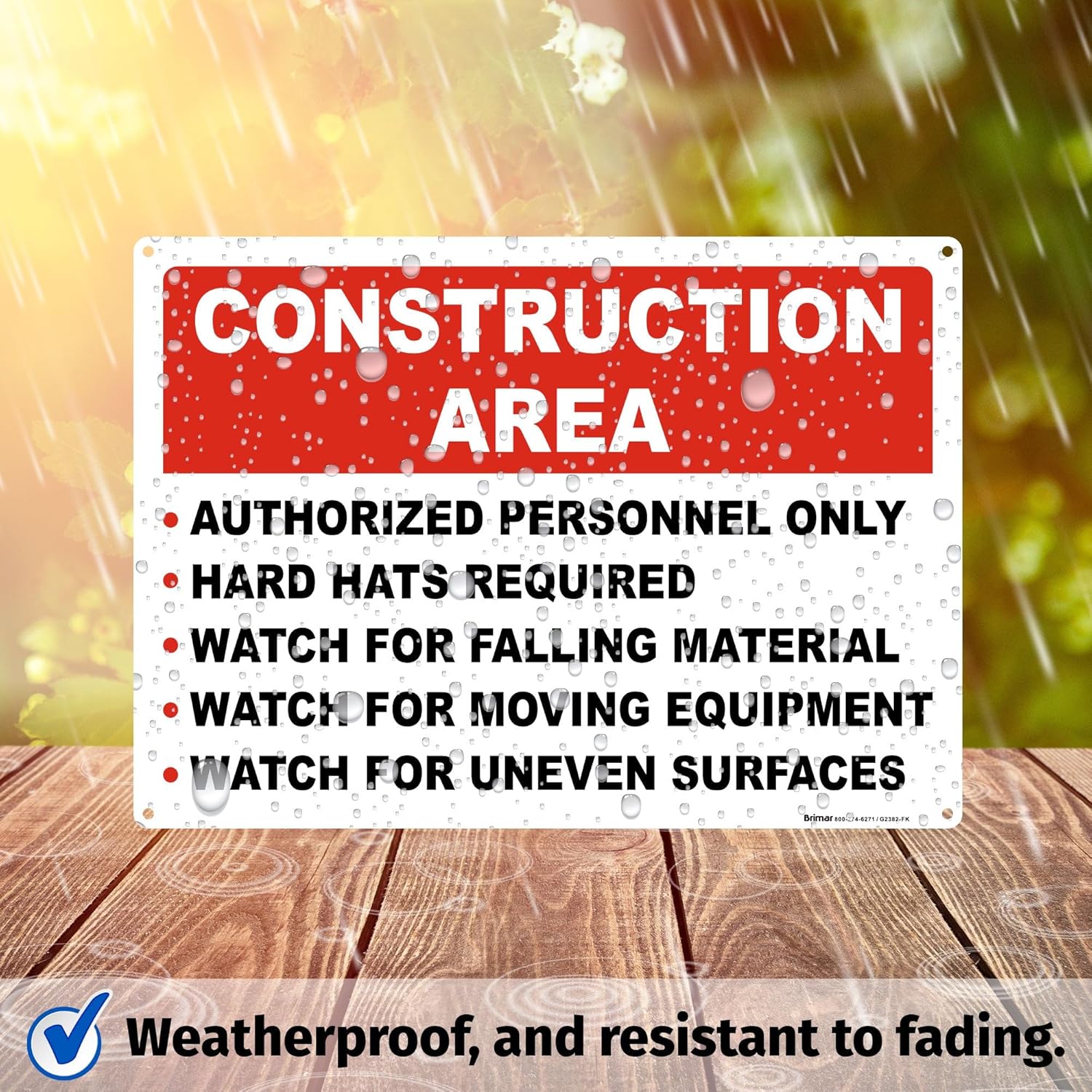 Brimar 14"x10" Construction Area Rules Sign - Aluminum, Weatherproof, Clear Rules and Guidelines, Essential Safety Signage for Construction Sites.