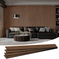 Wood Salt Acoustic Wall Panels, 4 Piece 94" x 12.6" x 0.8" Soundproof Wooden Wall Panels, 3D Fluted Sound Absorbing Panel, Red Oak