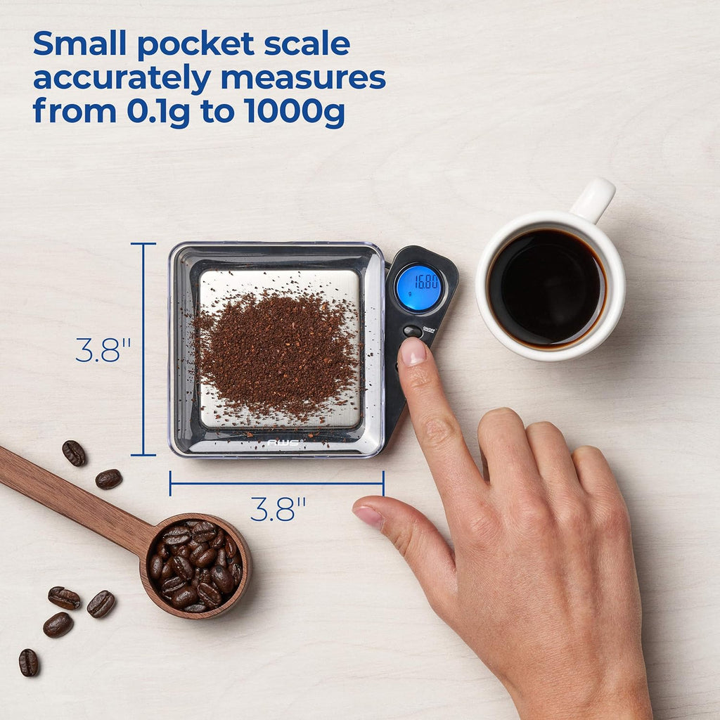 American Weigh Scales Blade Series Digital Pocket Gram Scale 1000g x 0.1g | Precision Mini Scale 0.1g Accuracy, Pocket Scale for Kitchen, Gold, Gems & Coin Scale, Smart Digital & Compact Scale