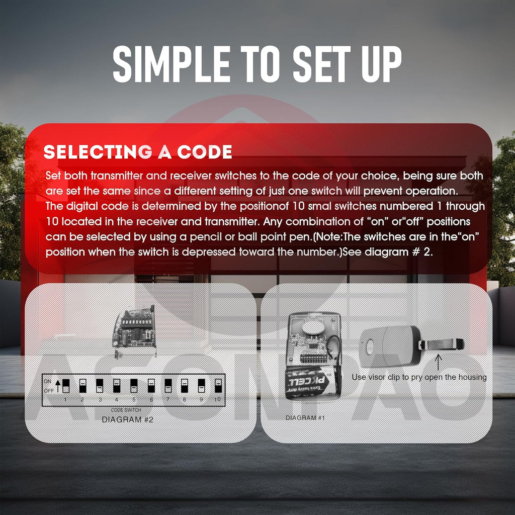 3X Multi-Code 3089 MultiCode 308911 Linear MCS308911, 300MHZ 10 Dip Switch Gate Opener Remote (3-Year-Warranty)