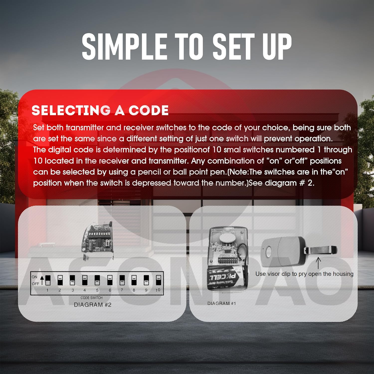 3X Multi-Code 3089 MultiCode 308911 Linear MCS308911, 300MHZ 10 Dip Switch Gate Opener Remote (3-Year-Warranty)