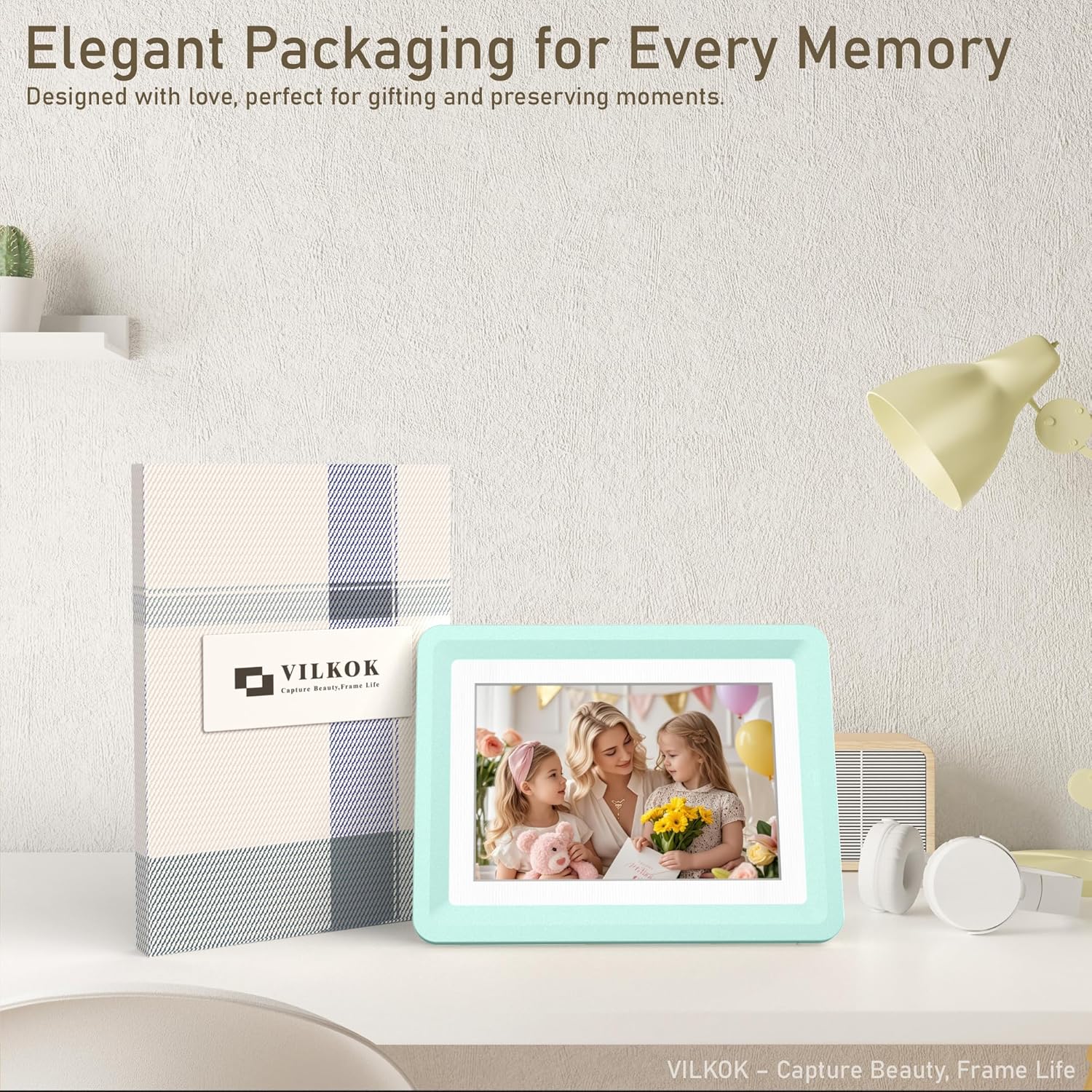 Green 5x7 Picture Frame with Acrylic Front 1 Pack, ABS Frame for 5x7 or 4x6 Photos, Shatterproof UV-Resistant Tabletop Photo Frame, Vertical/Horizontal Display for Home Décor