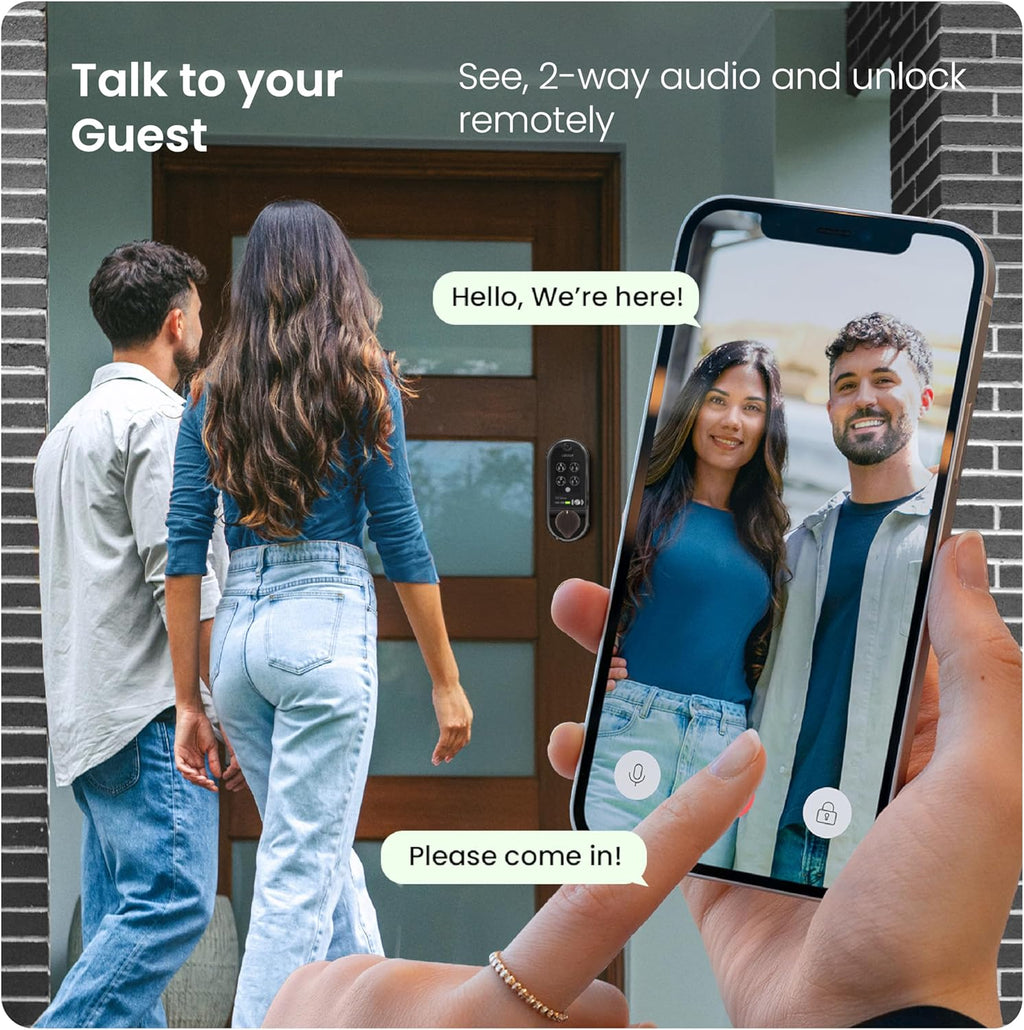 Lockly Vision Smart Lock, HD Video Doorbell Smart Locks for Front Door, Fingerprint Door Lock, Touchscreen Keypad, App Control, No Monthly Fee, Auto Lock - Venetian Bronze