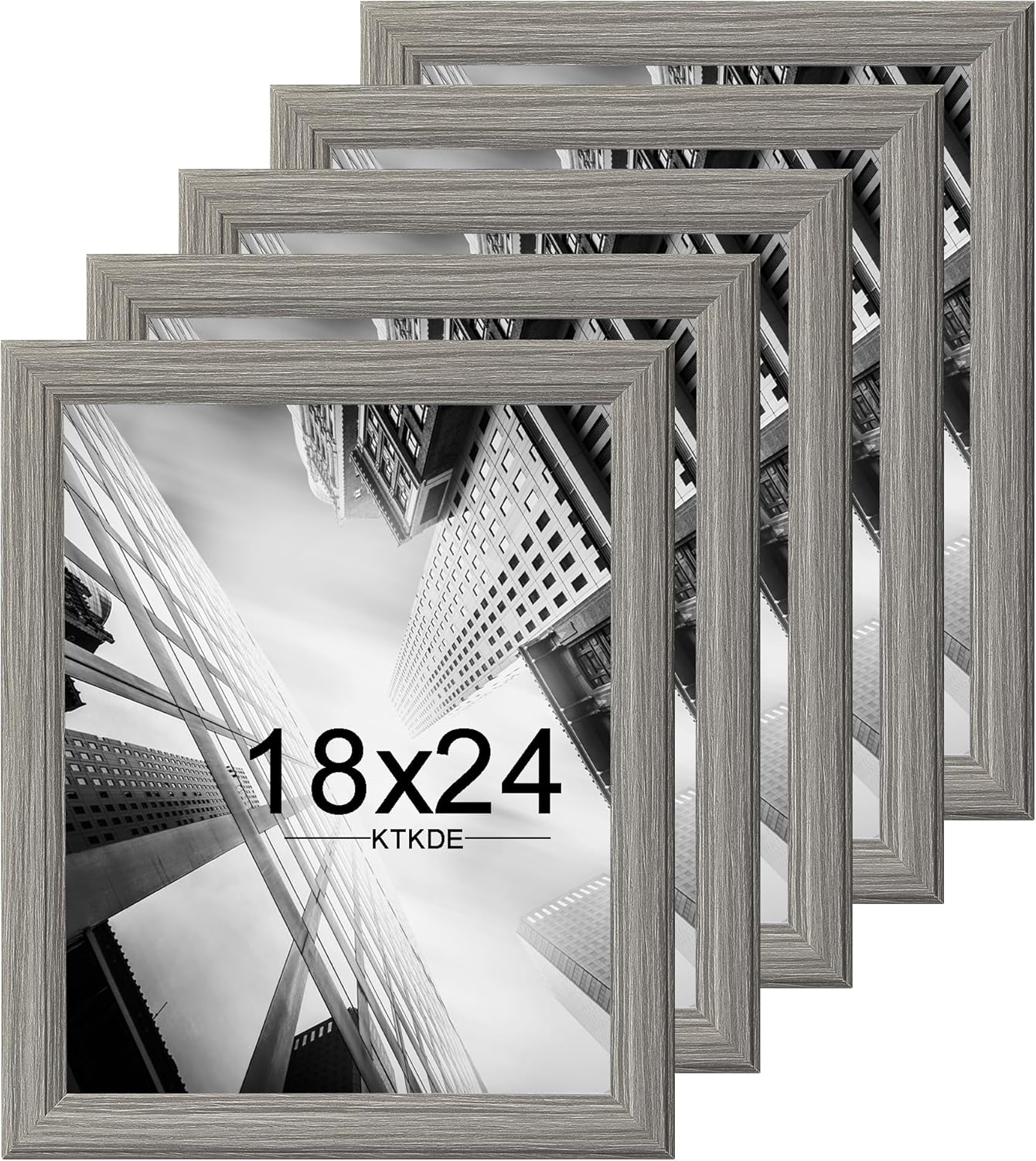 KTKDE Studio Gallery 18x24 Select Poster Frame Set of 5, Grey Wooden frames Display Poster, Posters & Art Prints for Artwork Wall Vertical or Horizontal Display best gift