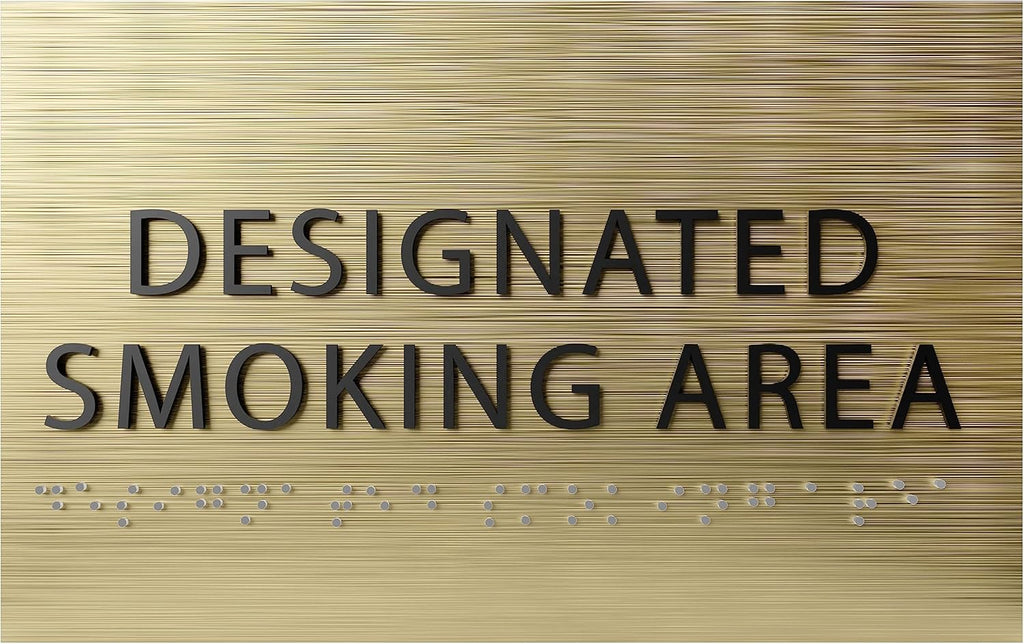 6" X4" Designated Smoking Area Sign - ADA Compliant Tactile Graphics Grade 2 Braille Text | Smoking Permitted Wall Signs for Offices, Private Businesses, Schools, and Restaurants