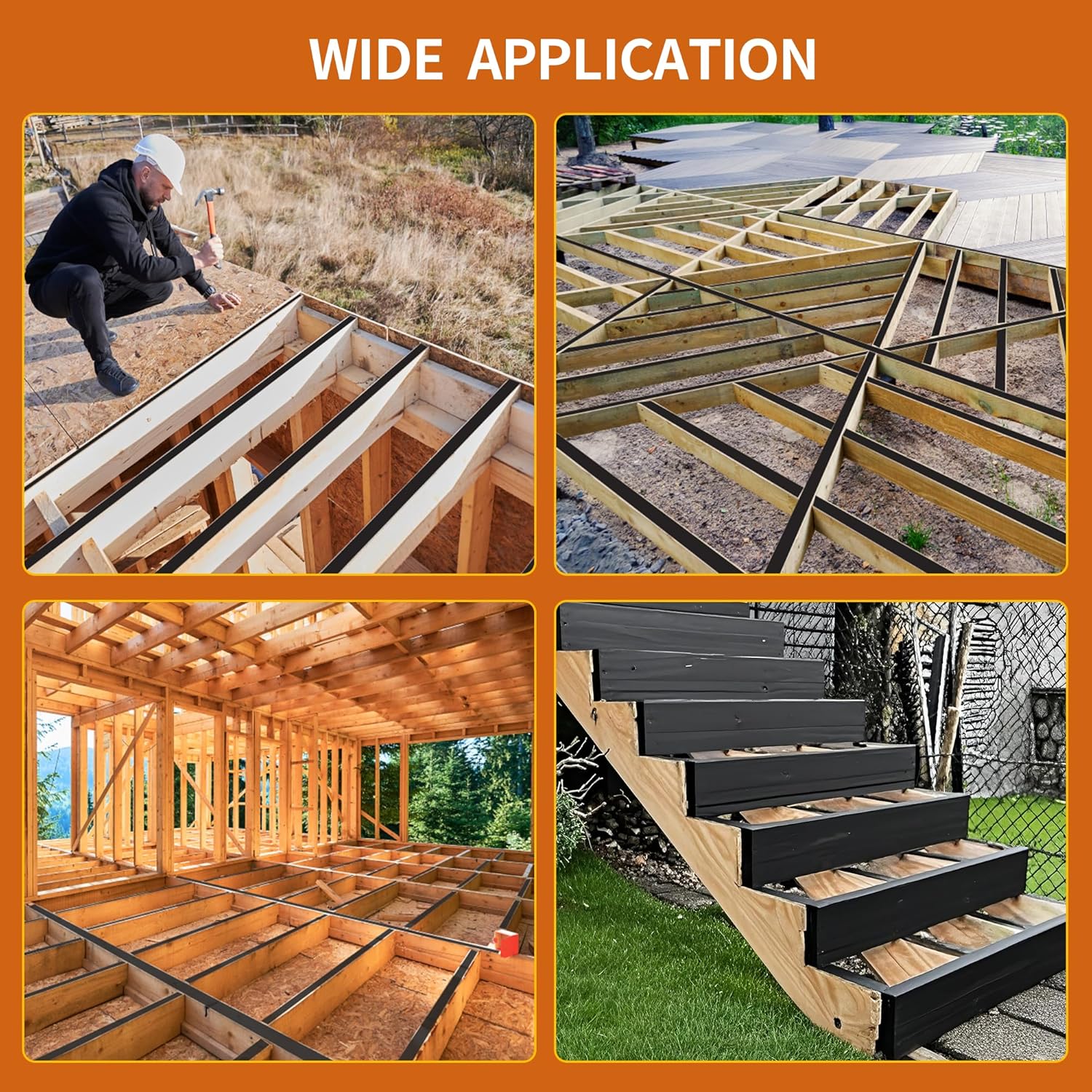 24 Pack Joist Tape for Decking, 2" x 50' Weather-Resistant Butyl Deck Joist Tape 2 inch, Self Adhesive Joist Deck Tape for Hardwood for Wood Decks Beams Roof