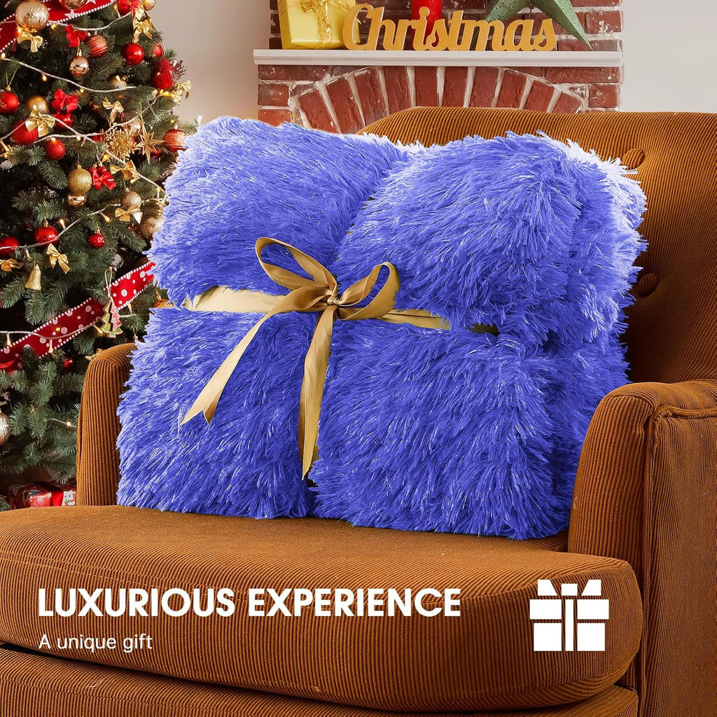 Heated Electric Blanket Twin–Faux Fur with Soft Thick Sherpa,Warm Winter Birthday Gifts for Women Grandma，10 Heat Settings,5 Time Settings with Fast Heating, 62x84, Glacier Blue
